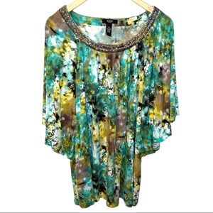 ALFANI Woman Green, Brown and Yellow Top Size 2X